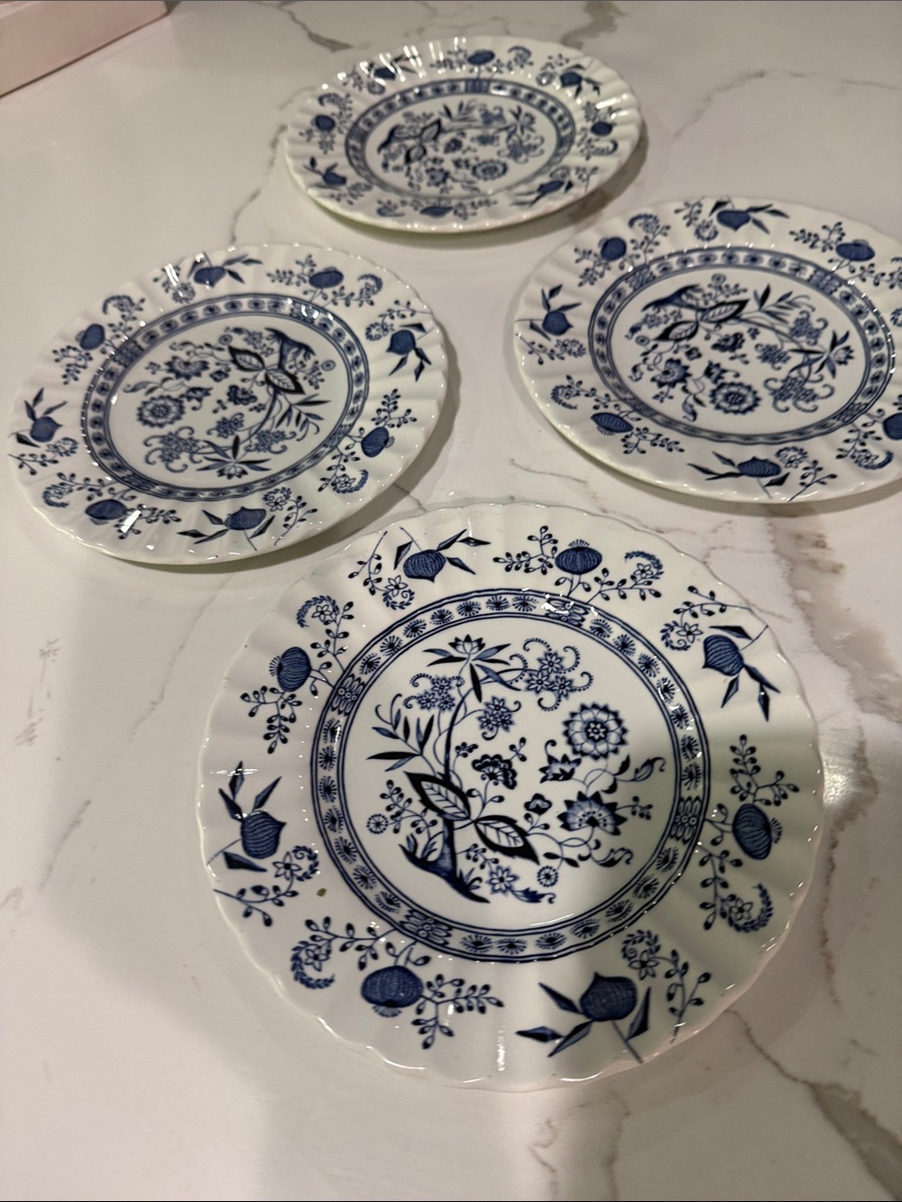 Lot of (4) J & G Meakin Blue Nordic 6.75" Plates English Ironstone Blue Onion .